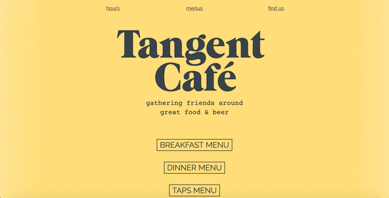 screenshot of the tangent cafe